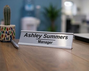 Desk Name Plate Custom Metal Office Nameplate, Corporate Gift Ideas for Clients Luxury Personalised Desk Accessories Decor F1