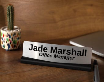 Personalised Desk Name Plate – Custom Metal Office Nameplate, Gift for Colleague Desktop Plaque