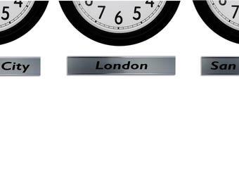 Time Zone Clock Personalised Signs – Any City Name Plates for Clocks wall Professional Business Nameplate