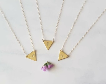 Triangle Necklace, Personalized Necklace, Custom Initial Gold Necklace, Bridesmaid Gift, Wedding Gift, Best Friends, Birthday, Gifts for Her