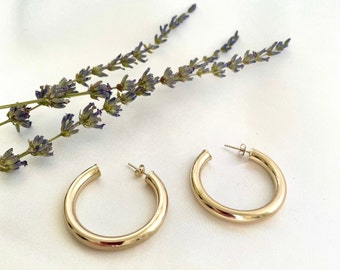 Thicc Gold Hoops,Classic Hoop Earrings,Gold Filled Hoops,Everyday Earrings,Minimalist Hoop,Thick Gold Hoop,Giftsforher,Summer Hoops,Delicate