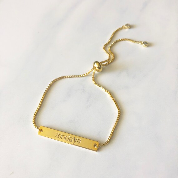 Personalize Bar Bracelet,Adjustable Delicate Custom Bracelet,Gold,Silver,Rose Gold,Boxchain,Giftforher,Bridesmaid Gift,Wedding,Birthday Gift