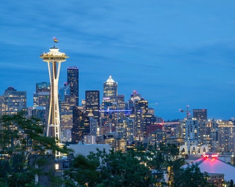 Seattle Skyline Photography, Seattle Night Sky, Space Needle, Spaceneedle, Pride, Photograph