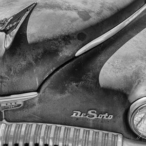 Desoto Hood Ornament Photograph, Black and White
