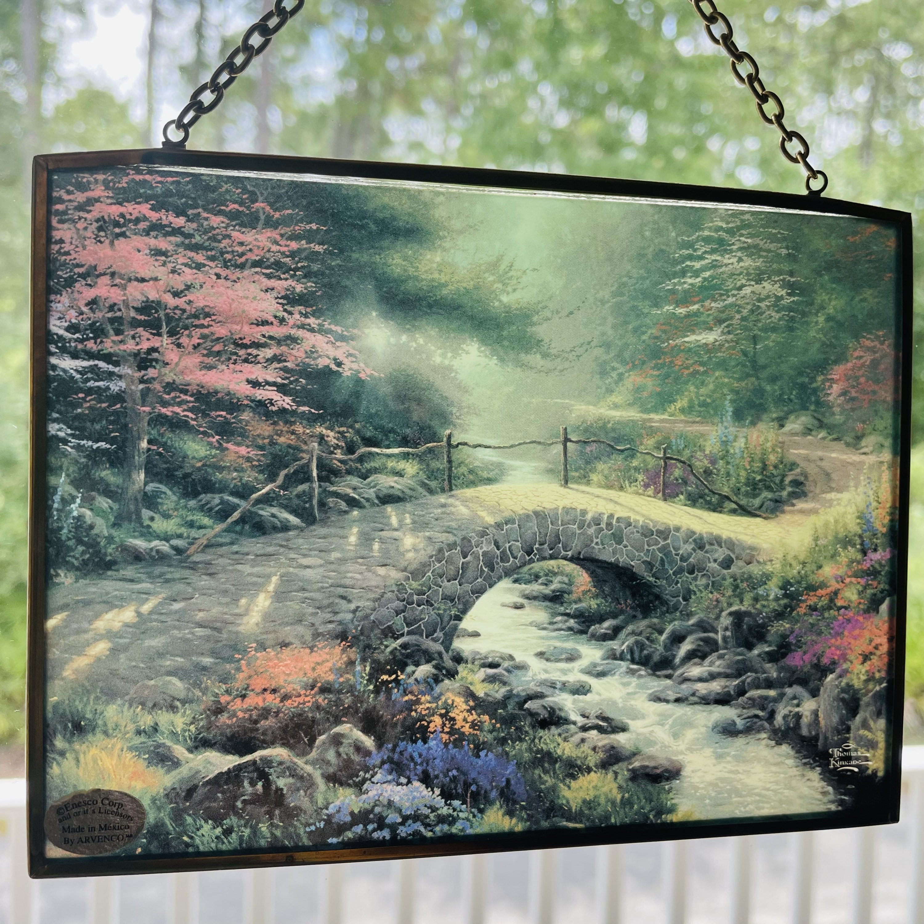 Thomas Kinkade Framed Glass Window Suncatcher Vintage Glass Etsy