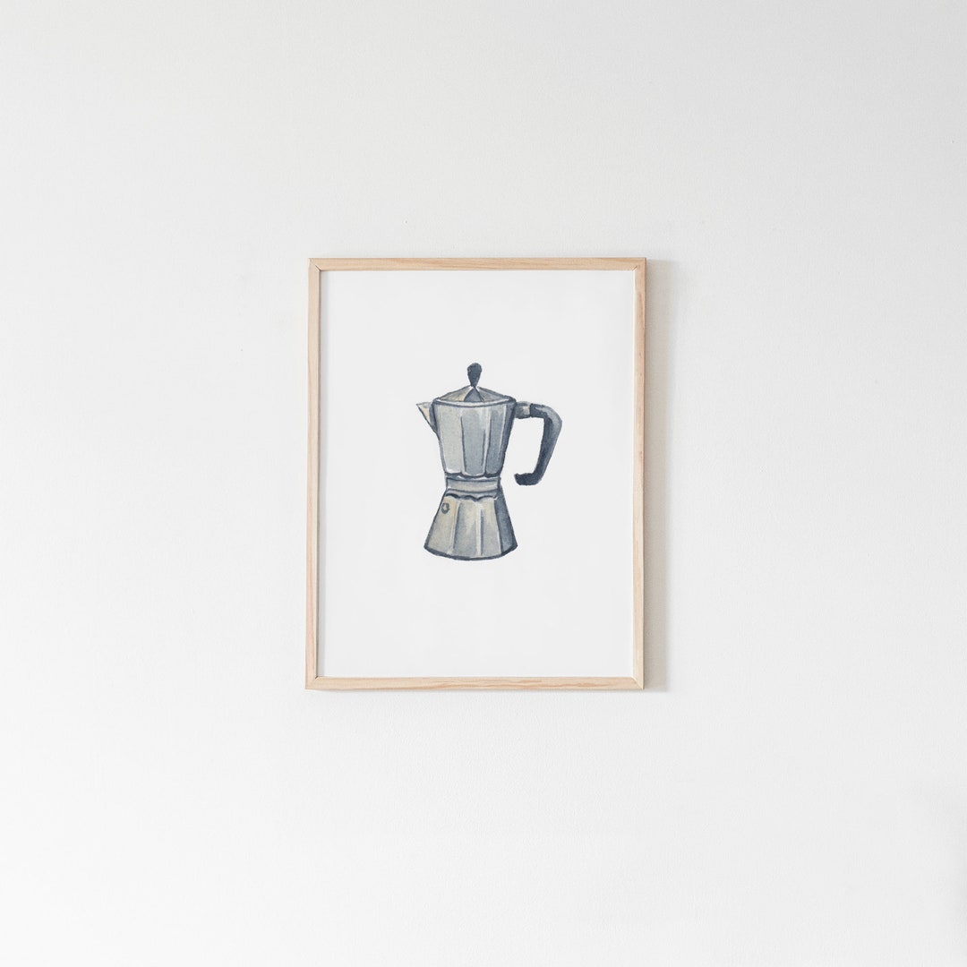 PRINTABLE Moka Pot Art Print Coffee Print Coffee Art Kitchen Watercolor