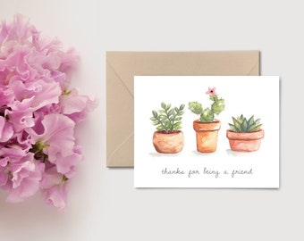 Watercolor Succulents - Plant Card - Friends Card - Greeting Cards - Single - Boxed Card Set - Set of 6 - Hand Painted Watercolor - A2