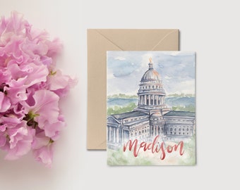 Madison, Wisconsin Capital - Greeting Cards - Single Card - Hand Painted Watercolor - A2