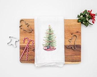 Christmas Tree Towel - Holiday Towel - Flour Sack Towel - Kitchen Towel - Tea Towel