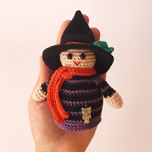 Halloween decor witch doll Halloween gift for kids Amigurumi witch Halloween decorations for office Witch decor table Halloween crochet doll
