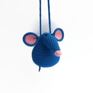 Rat Car hanging accessories Car Charm Car mirror hanger Rodent soft Rear view accessories Crochet mouse Car seat toy Knitted Amigurumi rat