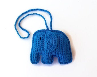 Elephant toy Car mirror hanger Car decorations interior Car hanging accessories blue Rear view accessory Mini crochet animal Car seat toy