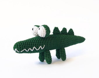 Crocodile toy Crochet animals Alligator toy Soft toy Stuffed animal Gift kid birthday Knitted figures Nursery decor green toy Simple toy