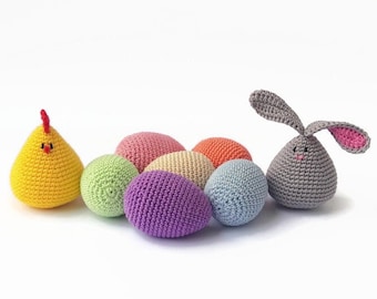Easter bunny chick eggs 8 pcs Easter gift Easter table decor set crochet toy Easter chick Easter home decorations bunny chick amigurumi