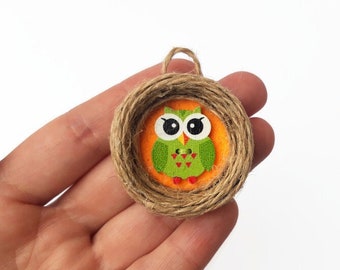 Dollhouse door wreath Miniature wall decor owl 1/12 Autumn decor front door Farmhouse 1/6 Dollhouse Decor Halloween Small wreath ring