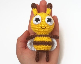 Bee crochet toy Stuffed bumblebee Mini knitted toys Amigurumi insects Soft toy Gift kid birthday Figures bee Nursery decor