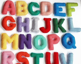 English letters crochet 26 pcs Christmast gift child kids Alphabet soft 4" Learning toy school Handmade alphabet knit ABC Educational toy