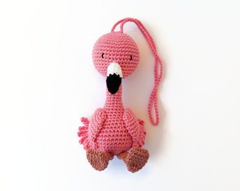 Flamingo toy Car mirror hanger Car hanging accessory Rear view accessories Mini crochet bird Car seat toy Flamingo stuffed Mothers day gift