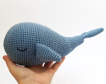 Whale toy 11'' Crocheted sea animals Stuffed toys for baby Knitted whale Amigurumi animals Baby shower gift Nursery decor toy