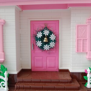 Christmas Dollhouse miniature door wreath mini decor 1/12 Winter mini decor 1/6 Dollhouse Decor Holiday miniatures Christmas doll house