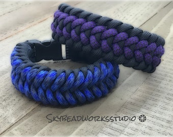 PURPLE or BLUE PARACORD | Survival Paracord Bracelet  | Macrame Bracelet | Woven Bracelet | Handmade | Unique | Gift for Him or Her