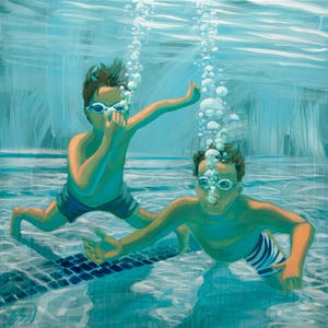 Underwater Swimmers Giclee Print, Signed Art by Sarah Soule Webb