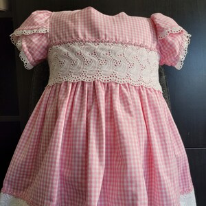 Pink Gingham with Embroidered Fabric