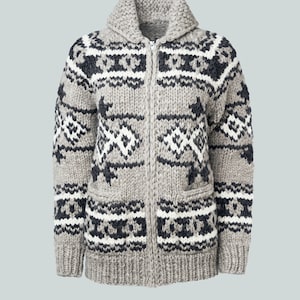 Handknit Canadian Wool Cardigan: Unisex Zipper Sweater Jacket