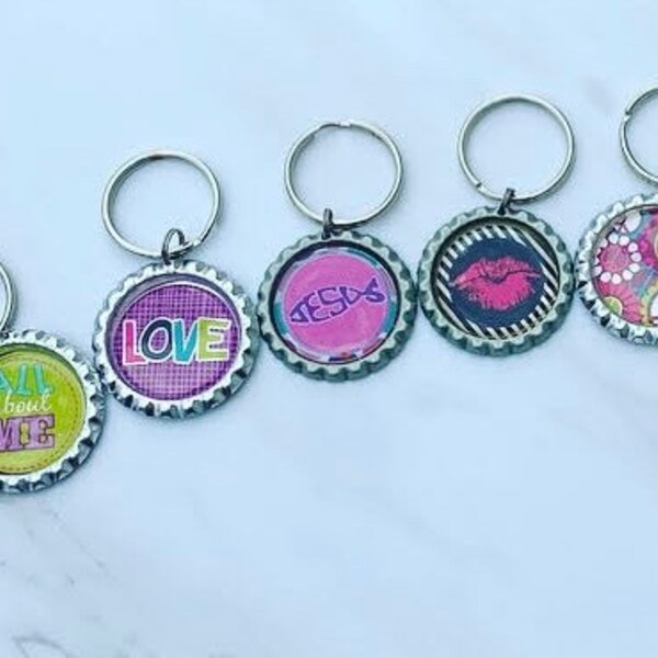 Bottle Cap Keychain Etsy