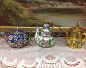 Mini Cloisonne Teapots, Three Decorative Chinese Cloisonne Teapots
