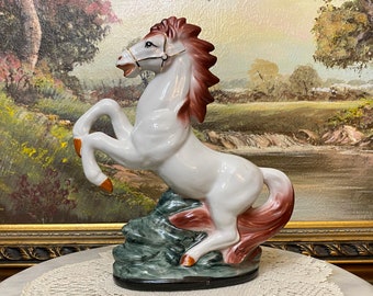 Vintage Porcelain 8" Rearing Horse Figurine