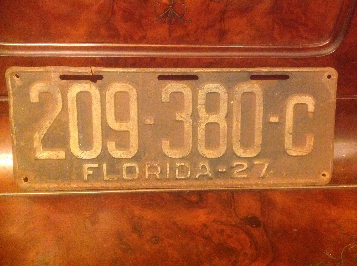 1927 Florida License Plate / 1927 Florida Tag / Unrestored / - Etsy