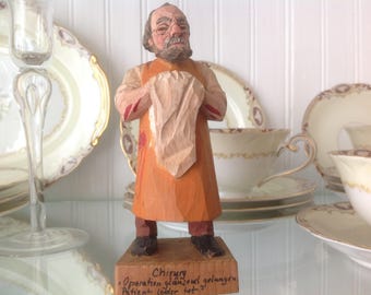 Vintage Hand Carved Surgeon / Doctor Figurine Attributed to Taschke Austria Mid Century