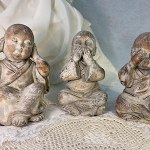 Young Buddhist Monks See No Evil Hear No Evil Speak No Evil