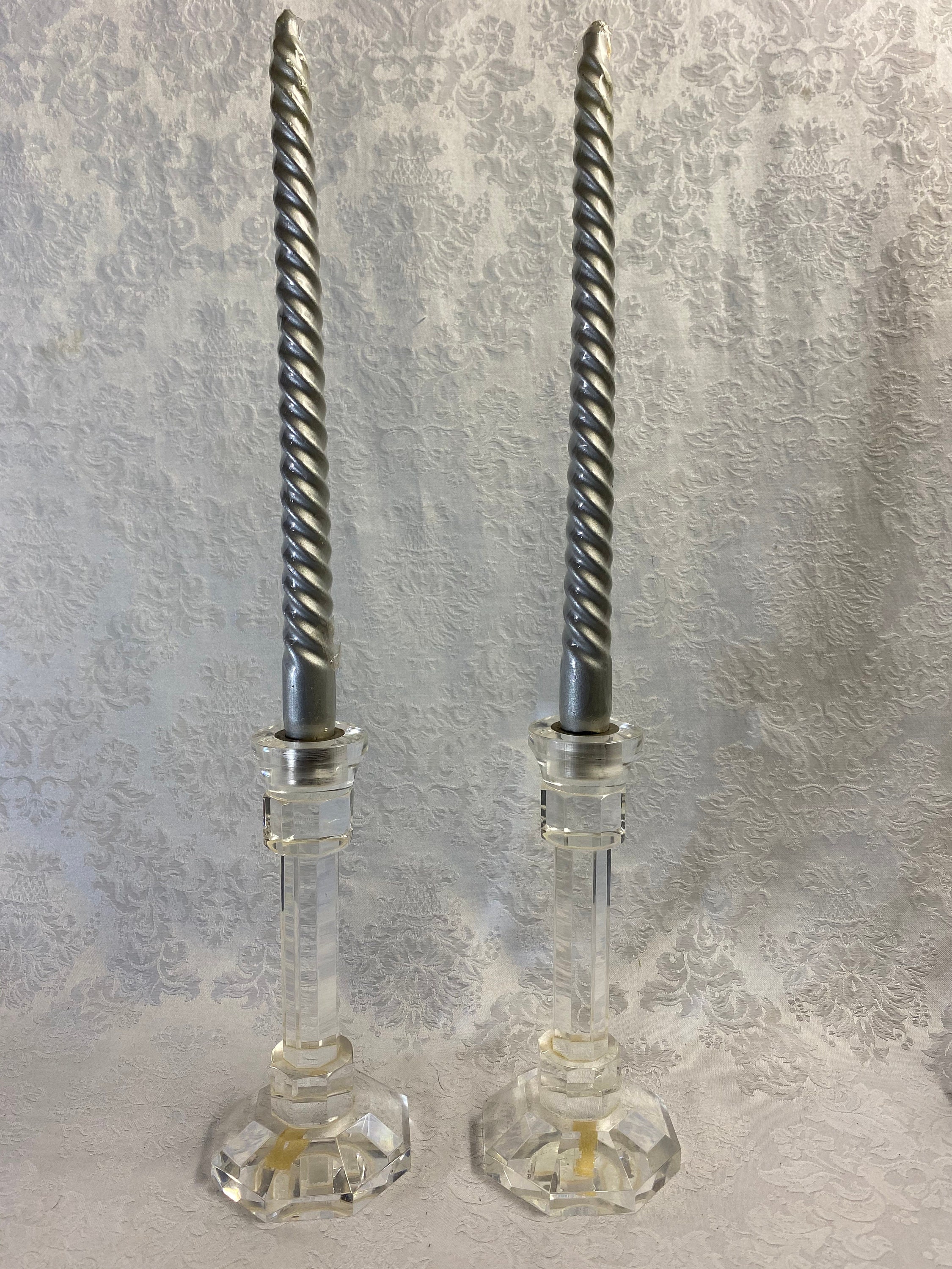 Pair of Lucite Candle Holders 8 Inch Octagonal by Two's Etsy