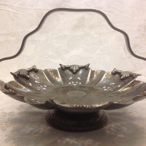 Silver Plated Candy Dish with Handle: Coronet Pedestal Basket