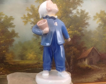 Vintage Bing & Grondahl Figurine "Who Is Calling?" Boy with Pot