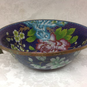 Vintage Cloisonne Bowl 7 Inch with Floral Design