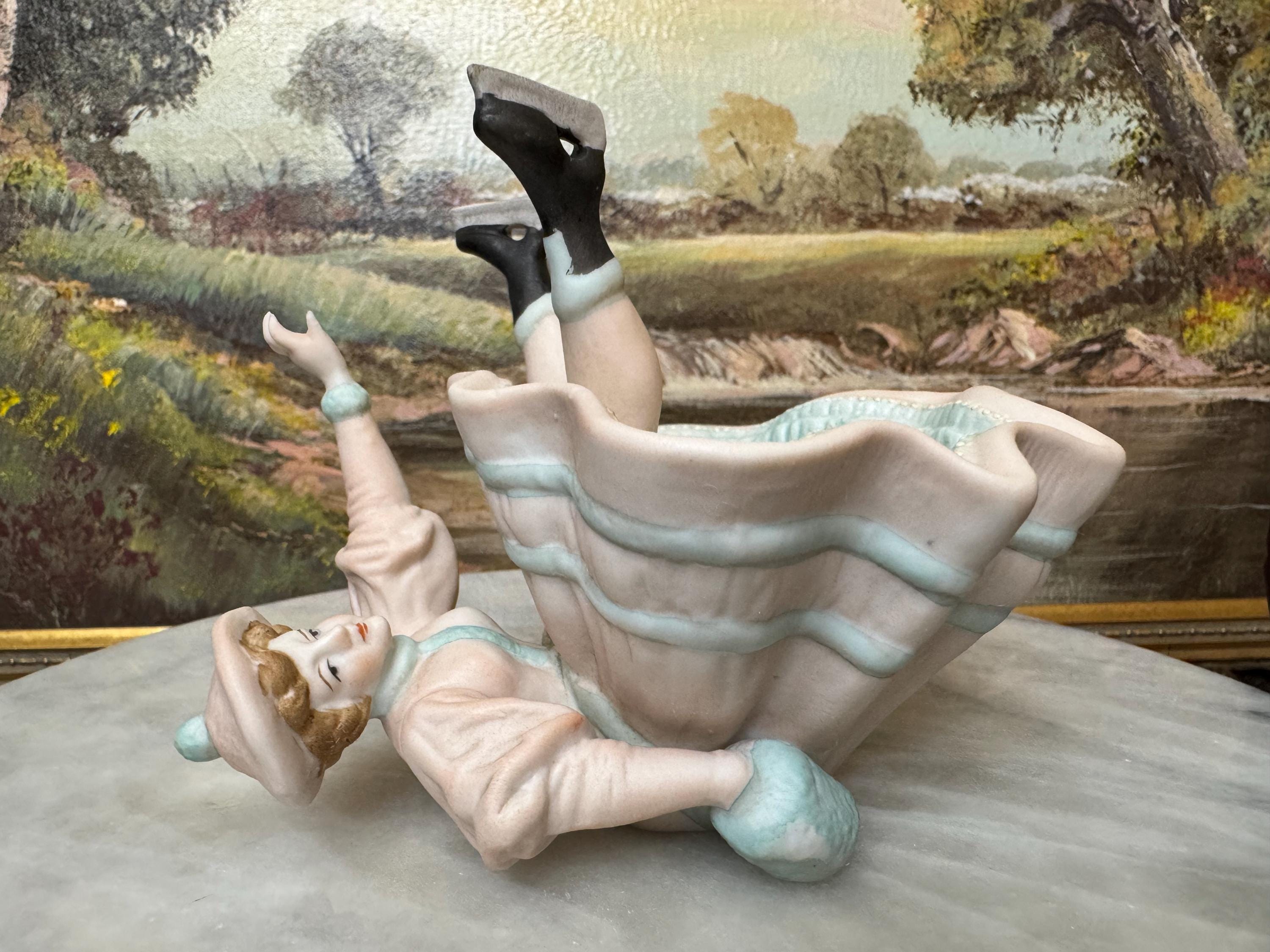 Occupied Japan Porcelain Woman Ice Skater Figurine