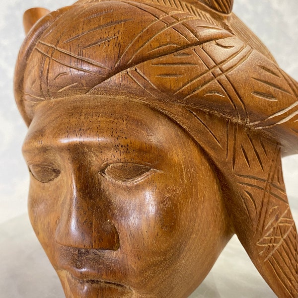 Hand Carved Wood Tribal Head Figure or Bookend