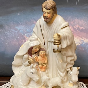 One Piece Porcelain Nativity Scene Hand Painted