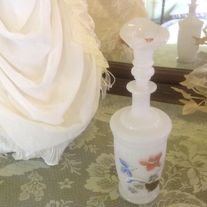 Antique Bristol Glass Eau de Toilet Bottle Hand Blown Hand Painted 1880&#39;s