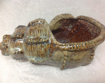 Vintage Pottery Shell Planter / Bowl or Candy Dish, Colorado Brown Glaze, Mid Century