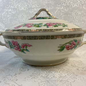 Indian Tree Vegetable Serving Bowl Lidded and Handled by John Maddock and Sons