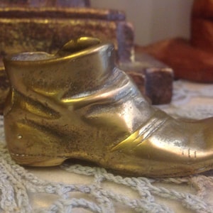 Vintage Brass Boot / Shoe With Mice