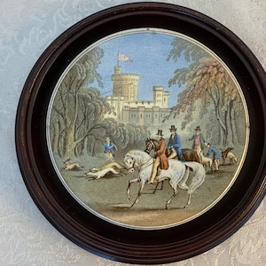 Windsor Castle Framed Reproduction of  19th Century Pot Lid 1947
