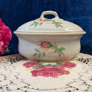 Antique Ironstone China Soap Dish Moss Rose Transferware by M & Co. (Minton) Mid 1800&#39;s