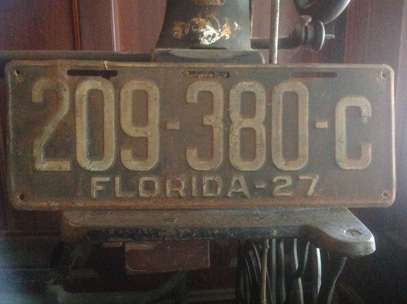 1927 Florida License Plate / 1927 Florida Tag / Unrestored / - Etsy