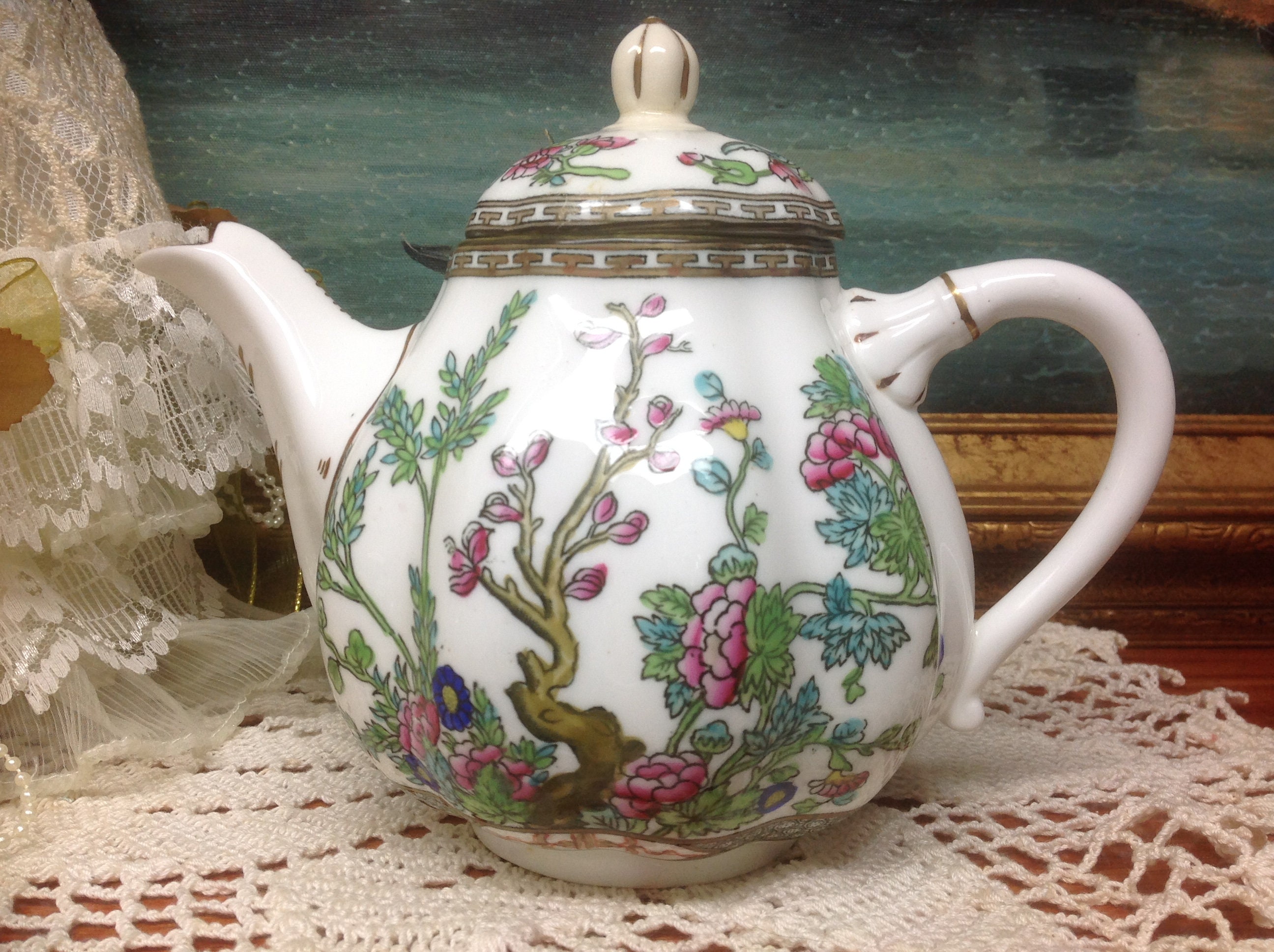 Coalport Indian Tree Teapot / Antique Coalport Teapot / 5 Cup Etsy