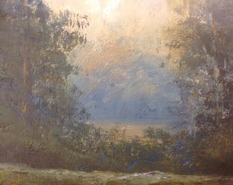 Vintage Framed Original Oil Painting by Landscape Artist K. Yoshii